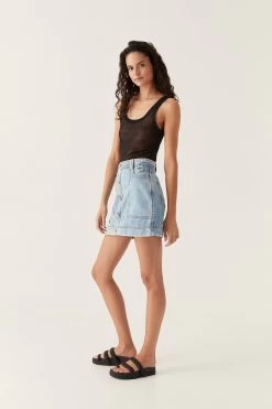Aje X Outland Denim Mini Skirt -Aje 24RE4138 COAST BLU 5