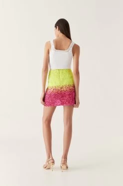 Calypso Ombre Mini Skirt -Aje 24RE4146 OMBLTLMGRN 7