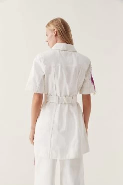 Flora Detail Denim Shirt Dress -Aje 24RE5323 WHT 5 808497e7 a715 4a90 bdb2 ccbf4608f1ab