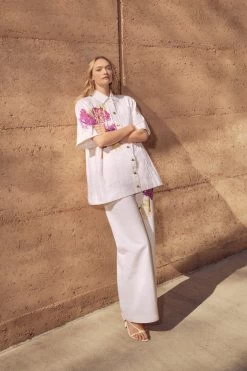 Flora Detail Denim Shirt Dress -Aje 24RE5323 WHT 7