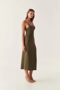 Tazia Crochet Edge Midi Dress -Aje 24RE5360 DP OLV 3