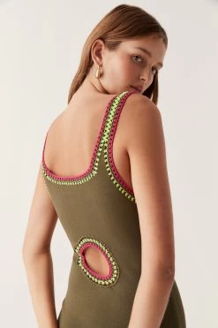 Tazia Crochet Edge Midi Dress -Aje 24RE5360 DP OLV 4