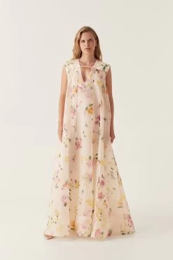 Earthen Trapeze Maxi Dress -Aje 24RE5432 SCTD FLO 1