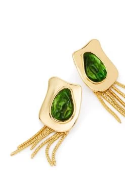 Spark Drop Earring -Aje 24RE9050 GLD GRN 3