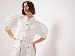 Isla Denim Puff Sleeve Crop Top -Aje 850x630px IslaDenimCropTop