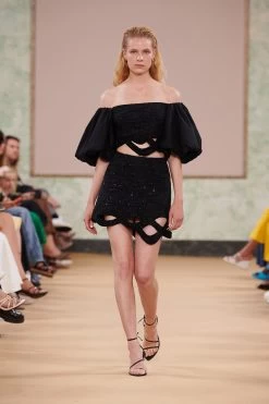 New Catara Off Shoulder Top -Aje AjeRunwayResort22 0020 Look21 Runway Stills Front IKA9459