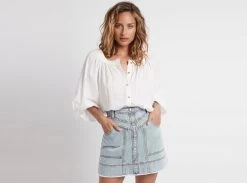 Belmond Button Denim Mini Skirt -Aje Belmond Button Denim Mini Skirt landscape