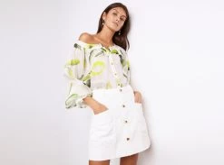 Como Denim Mini Skirt -Aje Como Denim Mini Skirt white landscape