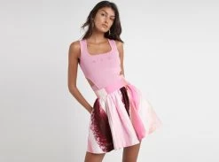 Kasbah Sunset Stripe Mini Flippy Tiered Skirt -Aje Kasbah Sunset Stripe Mini Flippy Tiered Skirt landscape