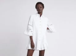 Lotus Shirt Dress 17 Lotus Shirt Dress -Aje Lotus Shirt Dress white landscape