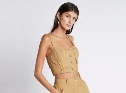 Milos Bustier Cropped Top 15 Milos Bustier Cropped Top -Aje Milos Bustier Cropped Top taupe landscape