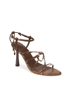 Mirage Snake Effect Heel Sandal -Aje S06 22AW7001 BROWNSNAKEEFFECT MirageSnakeEffectHeelSandal 22260 Aje B 0110 detailshot