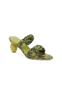 Stone Woven Heeled Sandal -Aje S07 22AW7002 GREENSNAKEEFFECT StoneWovenHeeledSandal 22305 Aje 0124 fullshot