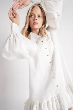 Lotus Shirt Dress 12 Lotus Shirt Dress -Aje S10 LotusShirtDress20RE5174 IVORY 22011 Aje 0772 detailshot