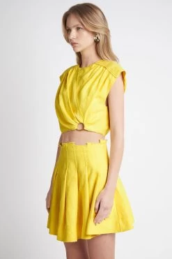 Byblos Ring Cropped Top -Aje S100 21RE1222 ByblosCroppedTop Sunshine Yellow 21928 Aje 1609