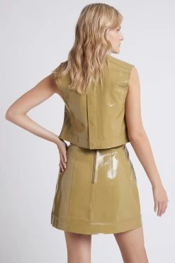 Promenade Leather Pocket Skirt -Aje S100 21RE4044FW PromenadeLeatherSkirt Olive 21365 Aje 37317