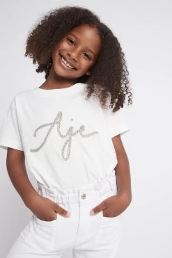 Romi Kids Logo Tee -Aje S11 21RE1473 Romi Kids Logo Tee Ivory 21943 Aje 1562 1 frontshot