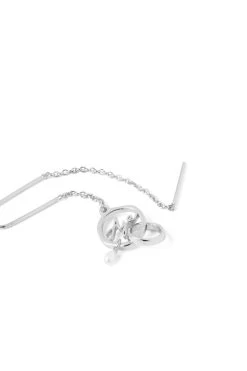 Aje Logo Circle Drop Chain Earring -Aje S113 21RE9014 Aje Circle Drop Earring Silver 21741 Aje B 7956 detailshot