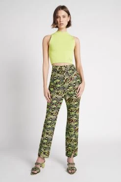 Lena Logo Crepe Knit Tank -Aje S113 22AW1660 LenaLogoCrepeKnitTank ChartreuseGreen 22273 Aje 0629 fullshot