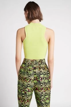 Lena Logo Crepe Knit Tank -Aje S113 22AW1660 LenaLogoCrepeKnitTank ChartreuseGreen 22273 Aje 0662