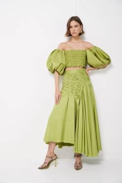 Siren Drawstring Midi Skirt -Aje S117 22AW1790 SirenCroppedTop BayleafGreen 22273 Aje 1004 2299eafd dad0 4c4e 961c 007184dfffd5