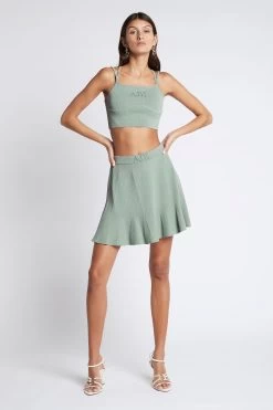 Bardot Knit Logo Skirt -Aje S12 22CR4074 BardotKnitLogoSkirt PalmGreen 211033 Aje 19183 fullshot
