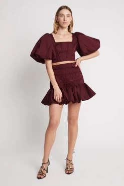 Sylvia Puff Sleeve Crop Top 11 Sylvia Puff Sleeve Crop Top -Aje S14 22SS1802 CHESTNUTREDSylviaPuffSleeveCroppedTop 22456 Aje 0751