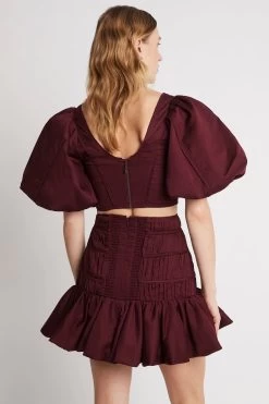 Sylvia Puff Sleeve Crop Top 10 Sylvia Puff Sleeve Crop Top -Aje S14 22SS1802 CHESTNUTREDSylviaPuffSleeveCroppedTop 22456 Aje 0779