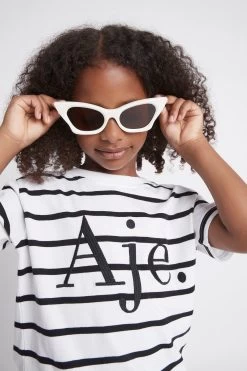 Aje Kids Tee -Aje S15 19AJ1186 Aje Kids Logo Tee Stripe White Black Stripe 21943 Aje 1276 cab8bd63 0efc 4f10 a346 c52878d6ccf9