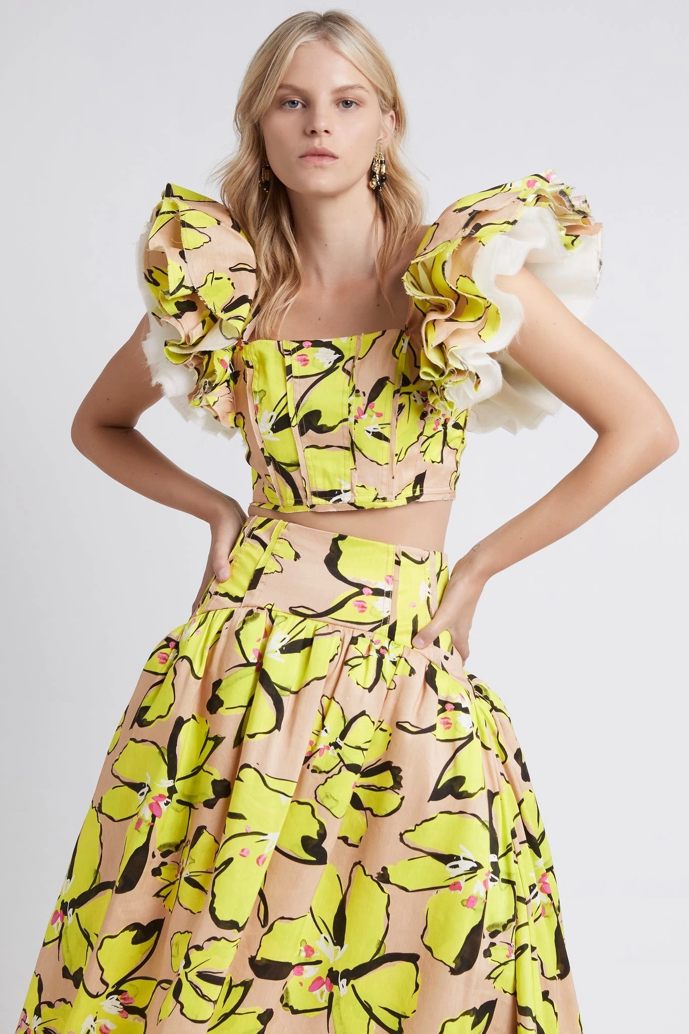 Pelicano Citrus Bloom Frill Cropped Top 3 Pelicano Citrus Bloom Frill Cropped Top - Image 3