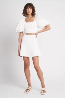 Casa Puff Sleeve Knit Top -Aje S17 21RE1186 CasaPuffSleeveKnitTop Ivory 21768 Aje D3 0488 fullshot