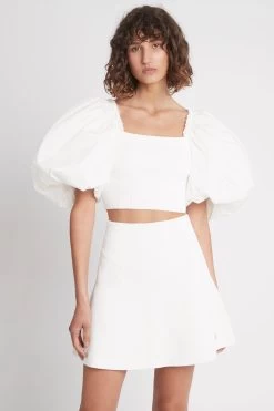 Casa Puff Sleeve Knit Top -Aje S17 21RE1186 CasaPuffSleeveKnitTop Ivory 21768 Aje D3 0490 frontshot