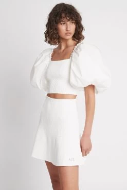 Casa Puff Sleeve Knit Top -Aje S17 21RE1186 CasaPuffSleeveKnitTop Ivory 21768 Aje D3 0499