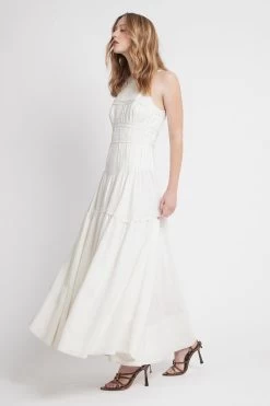 Tidal Corset Midi Dress -Aje S17 22AW5370 TidalCorsetMidiDress IVORY 21768 Aje D1 0183