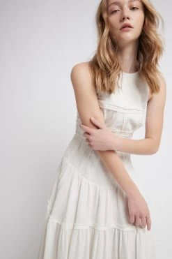 Tidal Corset Midi Dress -Aje S17 22AW5370 TidalCorsetMidiDress IVORY 21768 Aje D1 0197