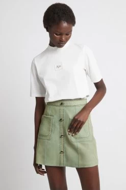 Evie Funnel Neck Tee -Aje S18 21SS1164 Evie Funnel Neck Tee White 21540 Aje 1430 frontshot