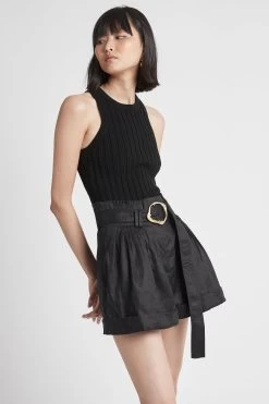 Byblos Tailored Belted Linen Short -Aje S19 21RE3068 ByblosTailoredBeltedLinenShort Black 21830 Aje 54791