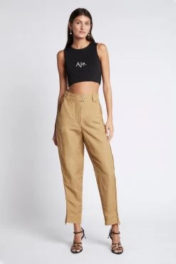 Bardot Knit Logo Cropped Tank 13 Bardot Knit Logo Cropped Tank -Aje S19 22CR1565 BardotKnitLogoCroppedTank Black White 211033 Aje 19209 fullshot