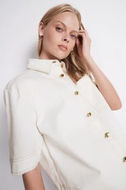 Camellia Denim Shirt 11 Camellia Denim Shirt -Aje S19 CamelliaDenimShirt 22SU1443 WHITE 22036 Aje 1162 1 detailshot