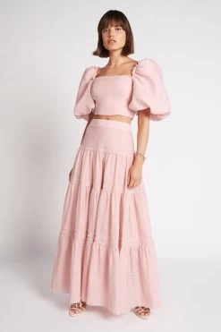 Esme Puff Sleeve Cropped Top -Aje S20 22SS1761 EsmePuffSleeveCroppedTop DUSTYPINK 22052 Aje D1 1802