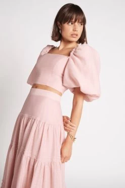 Esme Puff Sleeve Cropped Top -Aje S20 22SS1761 EsmePuffSleeveCroppedTop DUSTYPINK 22052 Aje D1 1823