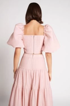 Esme Puff Sleeve Cropped Top -Aje S20 22SS1761 EsmePuffSleeveCroppedTop DUSTYPINK 22052 Aje D1 1848