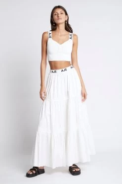 Bardot Logo Tiered Midi Skirt