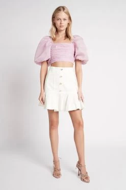 Myriad Puff Sleeve Cropped Top -Aje S22 MyriadPuffSleeveCroppedTop22SU1558 LILAC 22011 Aje 0711 fullshot