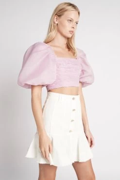 Myriad Puff Sleeve Cropped Top -Aje S22 MyriadPuffSleeveCroppedTop22SU1558 LILAC 22011 Aje 0723