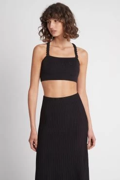 Livadi Braided Knit Top -Aje S23 21RE1295 LivadiBraidedKnitTop Black 21768 Aje D3 0313 frontshot