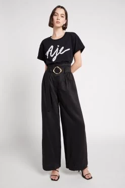 Josepha Embellished Ribbon Tee -Aje S23 22SS1778 BLACK WHITEJosephaEmbellishedRibbonTee 22508 Aje 1162