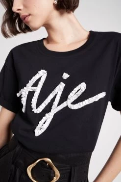 Josepha Embellished Ribbon Tee -Aje S23 22SS1778 BLACK WHITEJosephaEmbellishedRibbonTee 22508 Aje 1185