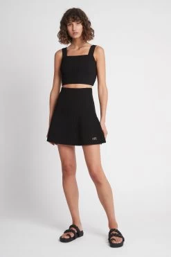 Casa Mini Knit Skirt -Aje S26 21RE4036 CasaMiniKnitSkirt Black 21768 Aje D3 14920 fullshot