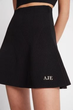Casa Mini Knit Skirt -Aje S26 21RE4036 CasaMiniKnitSkirt Black 21768 Aje D3 14923 detailshot